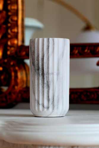 V-074 (Ваза керамика H-15 см, D-8 см. арт 12779-15 белый мрамор )