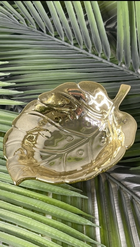 БК-24 (Блюдо керамика W- 14 см. L-19см. H-4.5  см, цвет золото арт 386-2 )